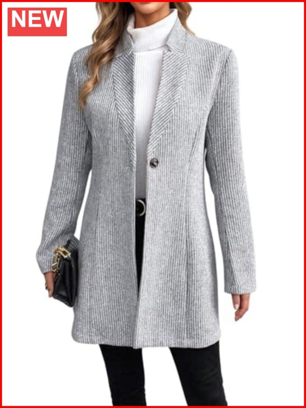 Women's Wool Peacoat Mid-Length Stand Collar One Button Long Sleeve Winter Coats